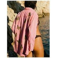 Sorena Long Line Butterfly Denim Jacket - Pink