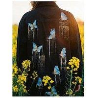 Sorena Long Line Butterfly Denim Jacket