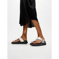 Fitflop Gen-Ff Buckle Tumbled-Leather Toe-Post Sandals - Silver
