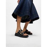 Fitflop Gen-Ff Buckle Two-Bar Leather Slides - Black