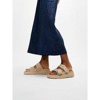 Fitflop Gen-Ff Buckle Two-Bar Leather Slides - Cappuccino