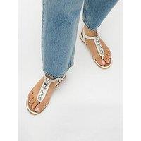 Fitflop Gracie Ultra Jewel Leather T-Bar Sandals - Urban White