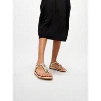 Fitflop Gracie Ultra Jewel Leather T-Bar Sandals - Platino