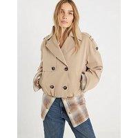 River Island Short Bubble Hem Trench - Beige
