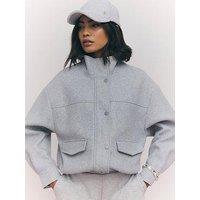 River Island Funnel Neck Bomber Jacket - Grey