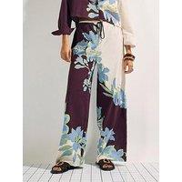 River Island Tropical Border Beach Trousers - Cream