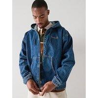 Timberland Full Zip Hooded Denim Bomber Jacket - Blue