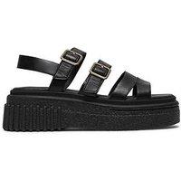 Clarks Evamar Strap Sandals - Black Leather