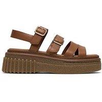 Clarks Evamar Strap Sandals - Tan Leather