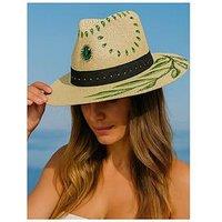 Sorena Painted Leaf Hat - Beige