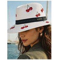 Sorena Cherry Print Hat - Beige