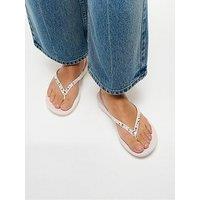 Fitflop Iqushion Multi-Crystal Ergonomic Flip-Flops - Urban White