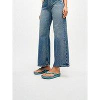 Fitflop Iqushion Multi-Crystal Ergonomic Flip-Flops - Teal