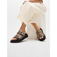 Fitflop Gen-Ff Buckle Graphic Weave Two-Bar Slides - Black