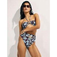 River Island Sun Trim High Waisted Brief - Brown