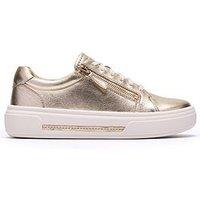 Clarks Hollyrose Zip Shoes - Gold Leather