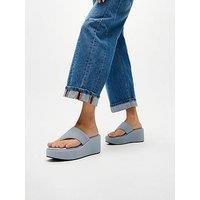 Fitflop Platfforms Denim Wedge Toe-Post Sandals - Light Denim