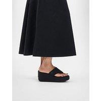 Fitflop Platfforms Wedge Toe-Post Sandals - All Black