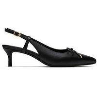 Clarks Zarey Bow Leather Sling Back Court - Black