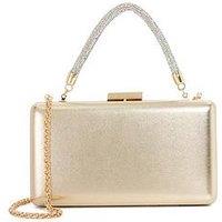 Dune London Beaut Floral Brocade Bag With Diamante Handle - Gold