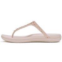 Fitflop Solay Mixed Crystal Toe-Post Sandals - Nude Rose