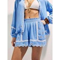 River Island Lurex Lace Shorts - Blue