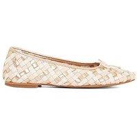Dune London Heat Woven Leather Ballerina - Cream