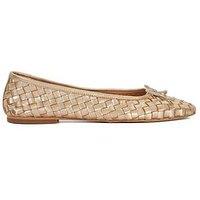 Dune London Heat Woven Leather Ballerina - Gold