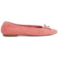 Dune London Heat Woven Leather Ballerina - Red