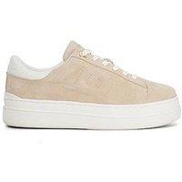 Dune London Eden Suede Flatform Trainers - Sand