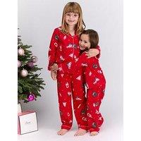 Boux Avenue Girls Christmas Scene Pyjamas In A Bag - Red Mix