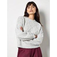 Apricot Cable Front Chunky Crop Jumper - Grey