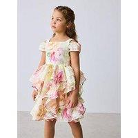 Ted Baker Younger Girls Waterfall Skirt Occasion Dress - Yellow