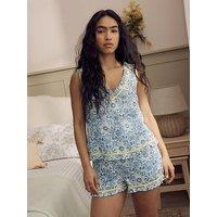 Laura Ashley Waxton Woven Pyjama Set - Blue