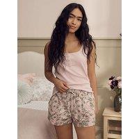 Laura Ashley Lloyd Pointelle Vest Pyjama Set - Pink