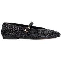 Dune London Headliner Woven Leather Ballerina - Black
