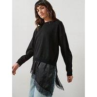 Mango Jumper With Lace Detail - Black