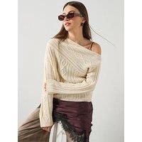 Mango Braided Wool-Blend Sweater - Ecru