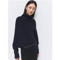 Mango Sweater With Asymmetrical Roll Neck - Navy