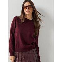Mango Round-Neck Knitted Sweater - Red