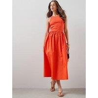 The Very Collection Sleeveless Woven Mix Midi Dress - Orange