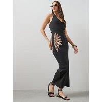 The Very Collection Embellished Halter Maxi Dress - Black