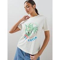 The Very Collection St Lucia Graphic T-Shirt - Cream