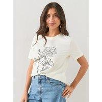 The Very Collection Floral Graphic T-Shirt - Cream