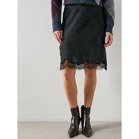 Mango Satin Lace Skirt- Black