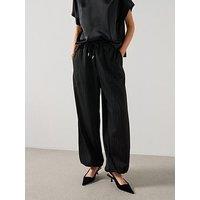 Mango Pinstripe Balloon Trousers- Black