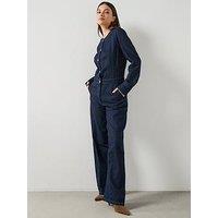Mango Buttons Denim Jumpsuit - Dark Denim