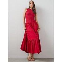 The Very Collection Sleeveless Textured Tiered Maxi Dress - Red