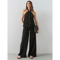 The Very Collection Textured Wide Leg Trouser Co-Ord - Black