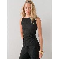 The Very Collection Shoulder Trim Textured Top - Black